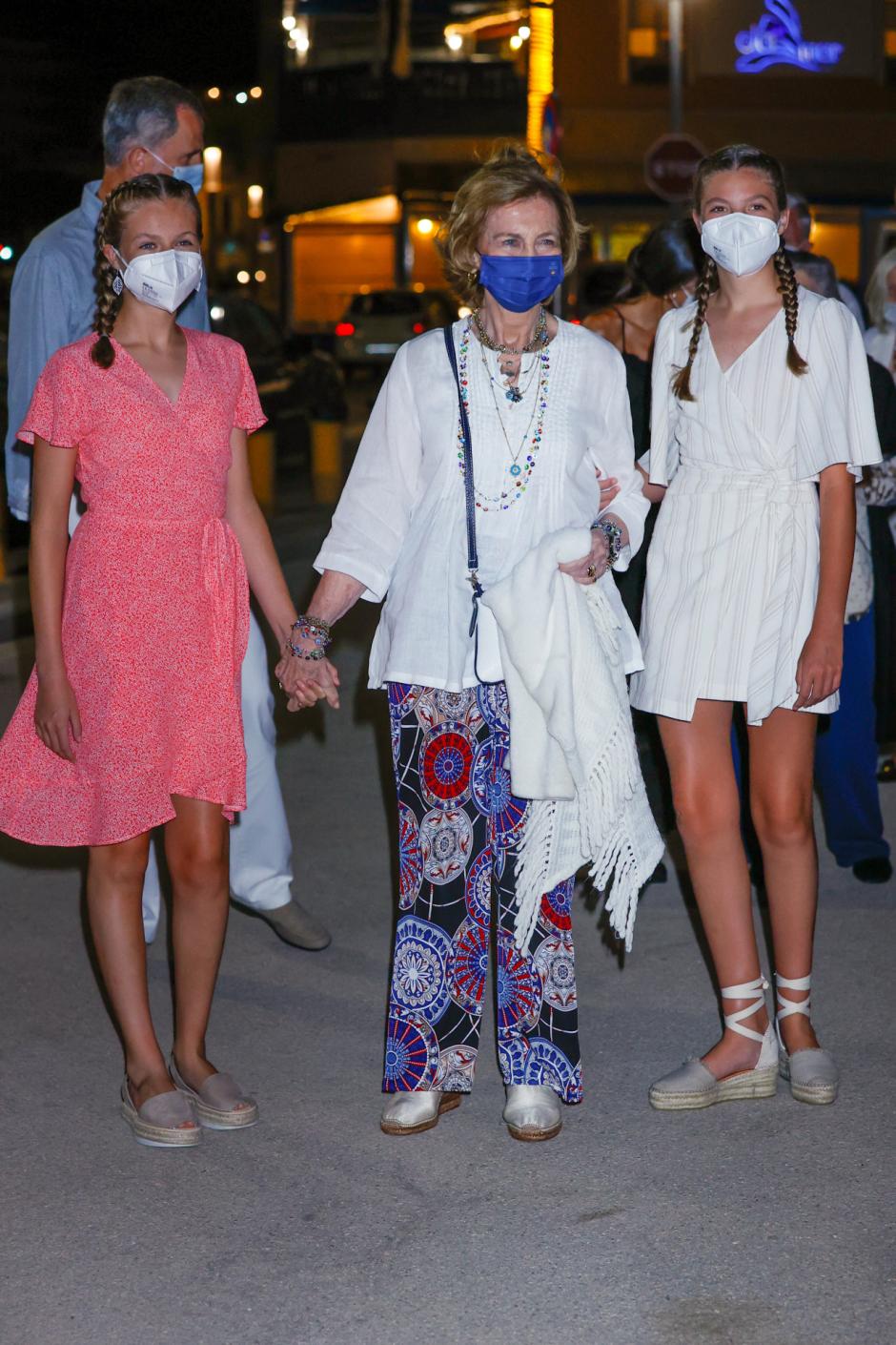 Spanish King Felipe VI and Letizia Ortiz with daughters Princess of Asturias Leonor de Borbon and princess Sofia de Borbon during the state funeral for the victims of the Covid 19 pandemic in Madrid on Monday, July 6, 2020..