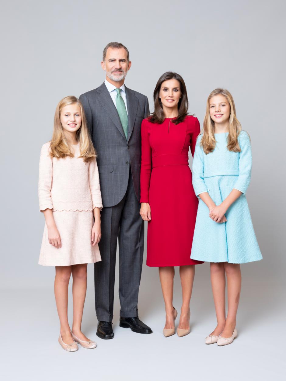 Spanish Kings Felipe VI and Letizia Ortiz with daughters Leonor and Sofia de Borbon during the first day of SantaMariadelosRosales school 2019 / 2020 in Madrid on Wednesday , 11 September 2019