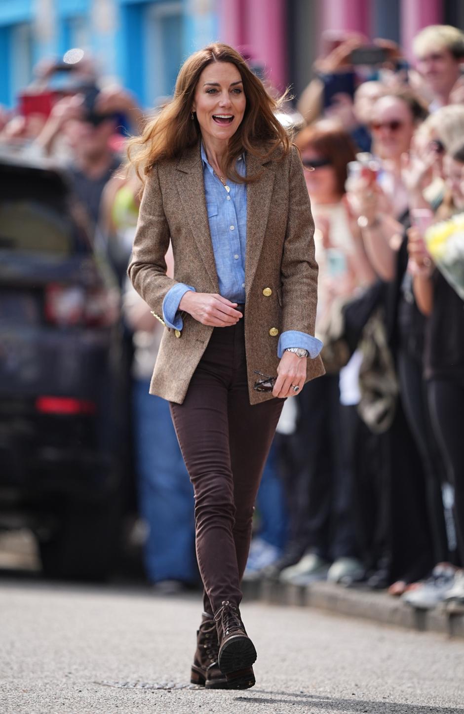 The Princess of Wales, known as the Duchess of Rothesay when in Scotland, during her visit to Aros Hall, in the town of Tobermory on the Isle of Mull. Picture date: Tuesday April 29, 2025. *** Local Caption *** .