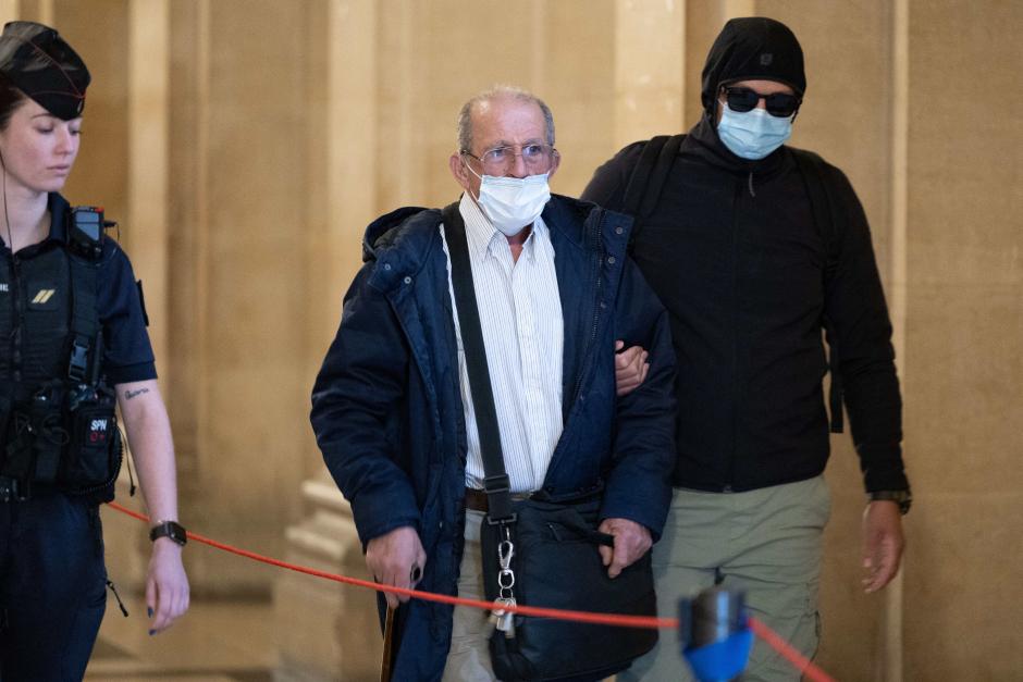 Defendant Aomar Ait Khedache arriving for the trial for the 2016robbery and kidnapping of Kim Kardashian at the Assize Court of Paris, on April 29, 2025.