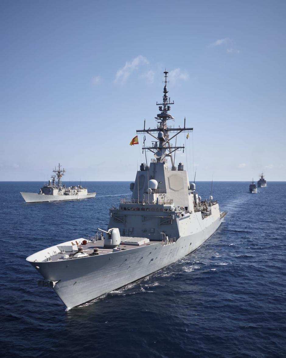 La fragata Méndez Núñez ya está integrada en el Grupo de Combate del portaviones británico HMS ‘Prince of Wales’ durante el despliegue 'Highmast'