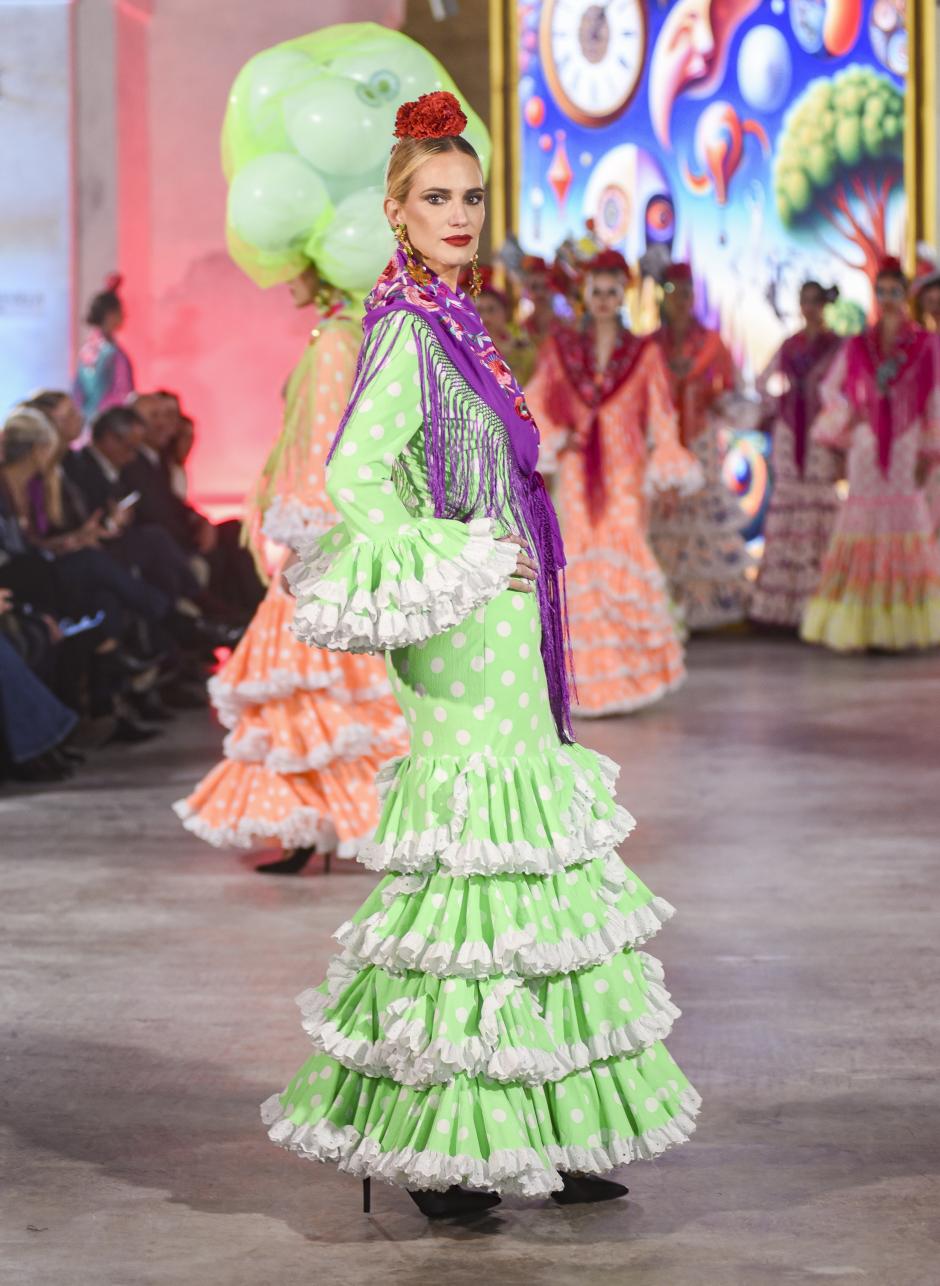 Model Teresa Baca wears " Rocio Peralta " collection during We Love Flamenco 2025 in Sevilla on Friday, 10 January 2025.