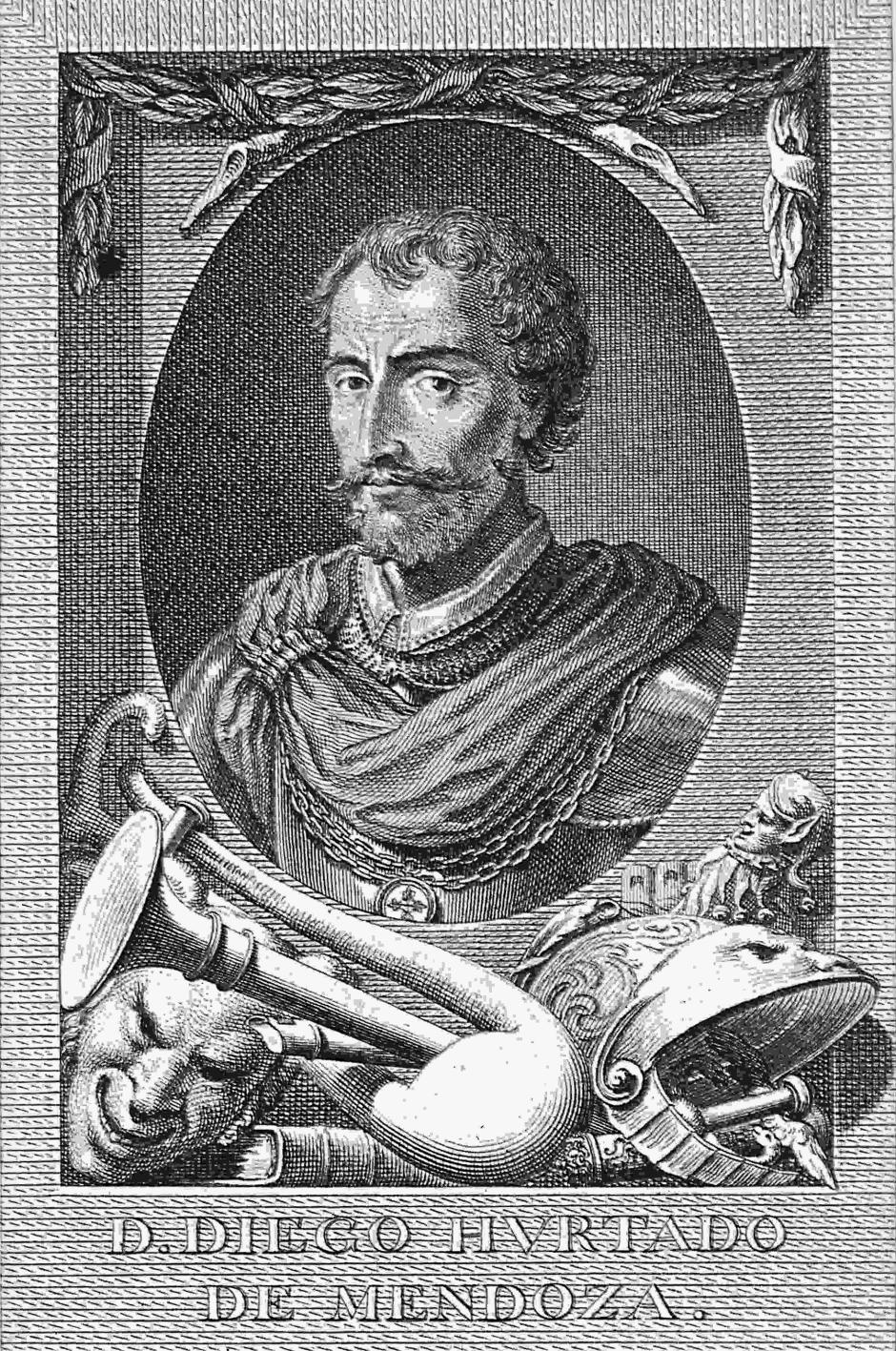 Diego Hurtado de Mendoza, portada a sus Obras, Madrid 1770