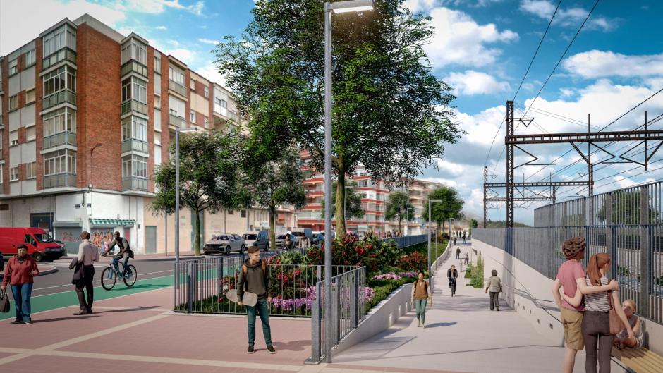 Recreación del futuro túnel entre las calles Unión y Pelícano de Valladolid, desde el lado de Pajarillos