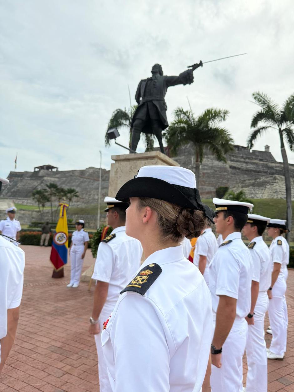 Doña Leonor, durante el homenaje al marino español en Cartagena de Indias