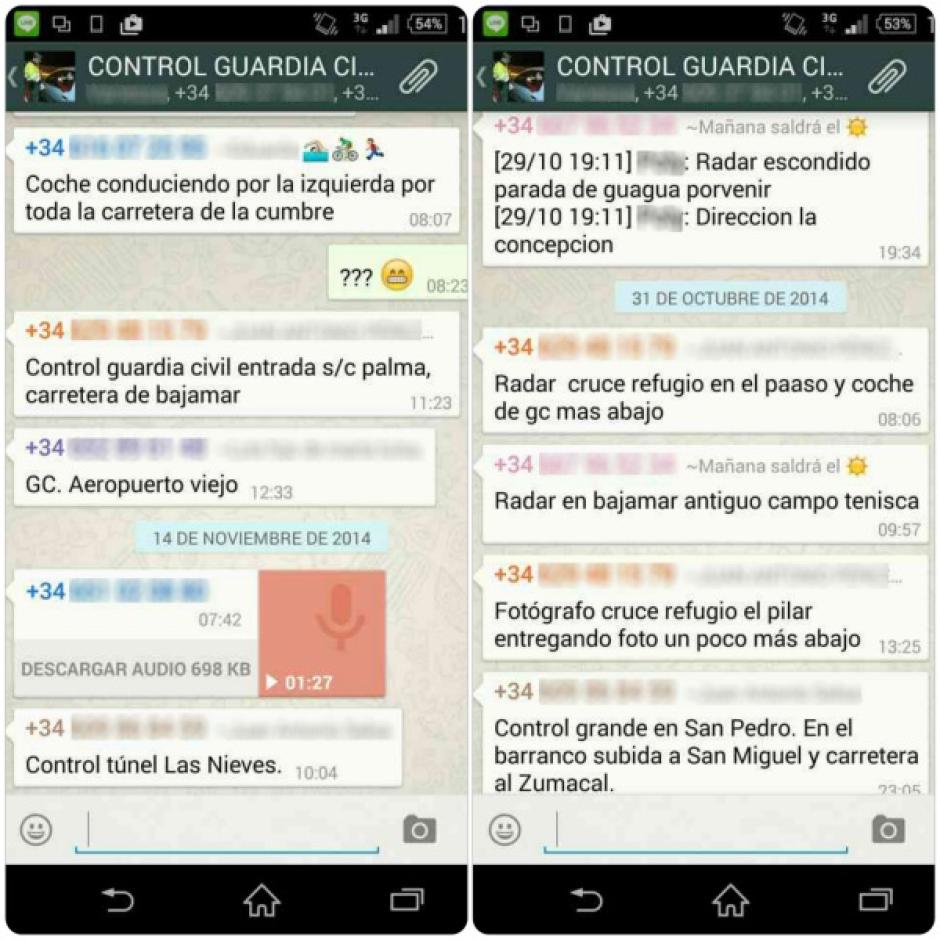 Imágenes de uno de los grupos que avisan de la presencia de radares
