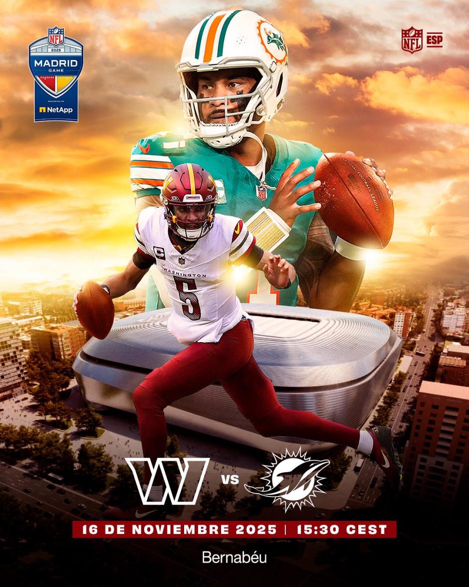 Cartel del partido de la NFL entre los Miami Dolphins y los Washington Commanders