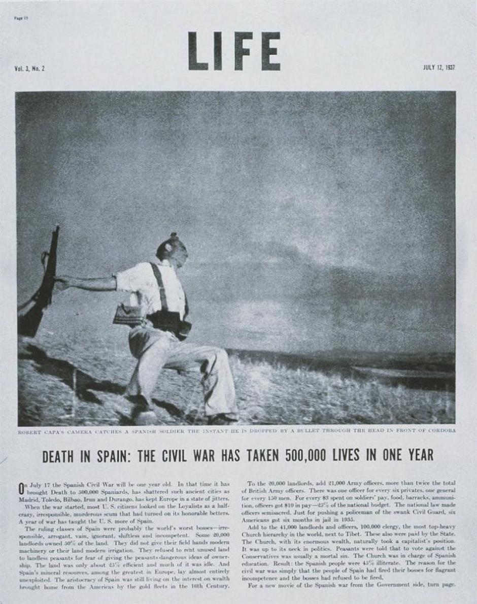 La fotografía de Capa publicada en la revista 'Life'