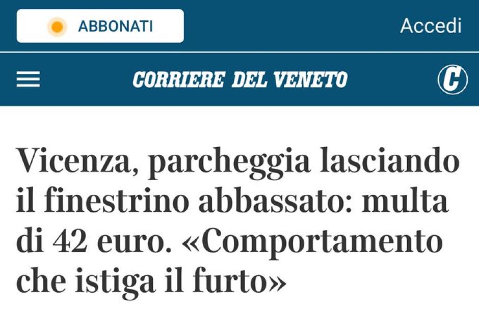 La noticia que avisa de esta multa en Italia...