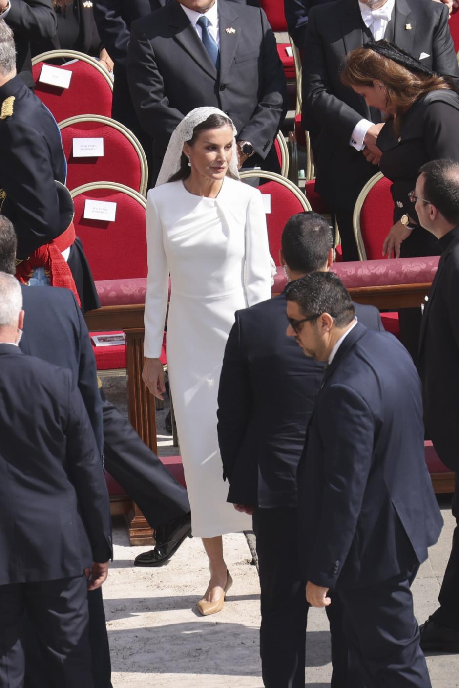 La Reina, este domingo, en la misa del inicio del pontificado de León XIV