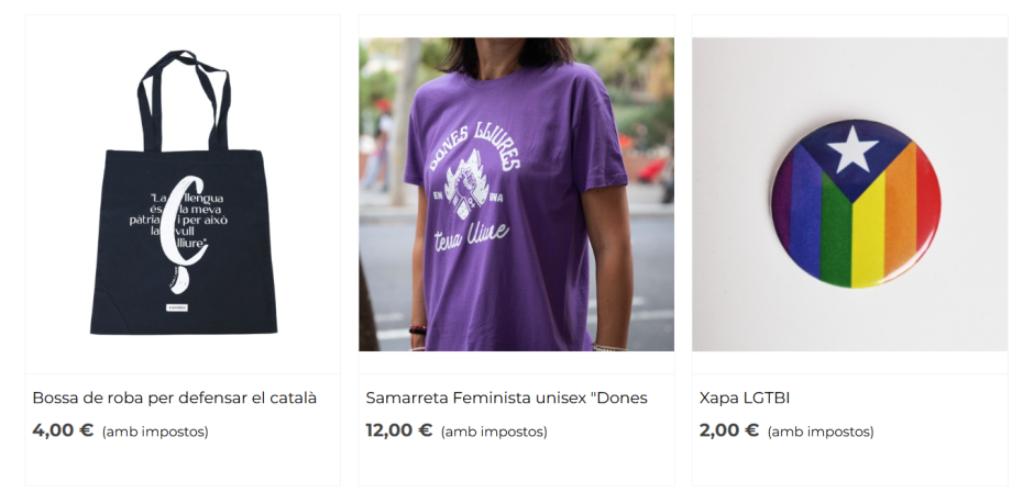 Artículos a la venta en la tienda de la ANC