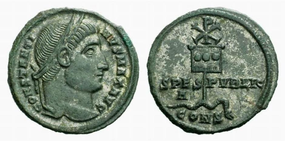 Moneda de bronce Constantino I de la ceca de Constantinopla