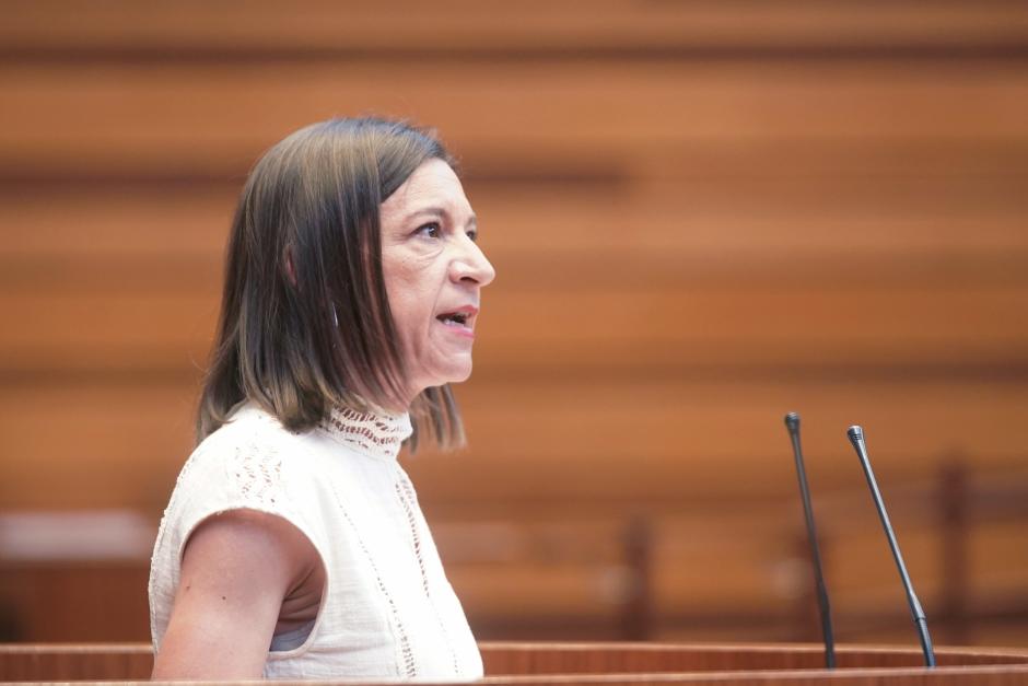 La procuradora socialista Laura Pelegrina, este miércoles, en las Cortes de Castilla y León