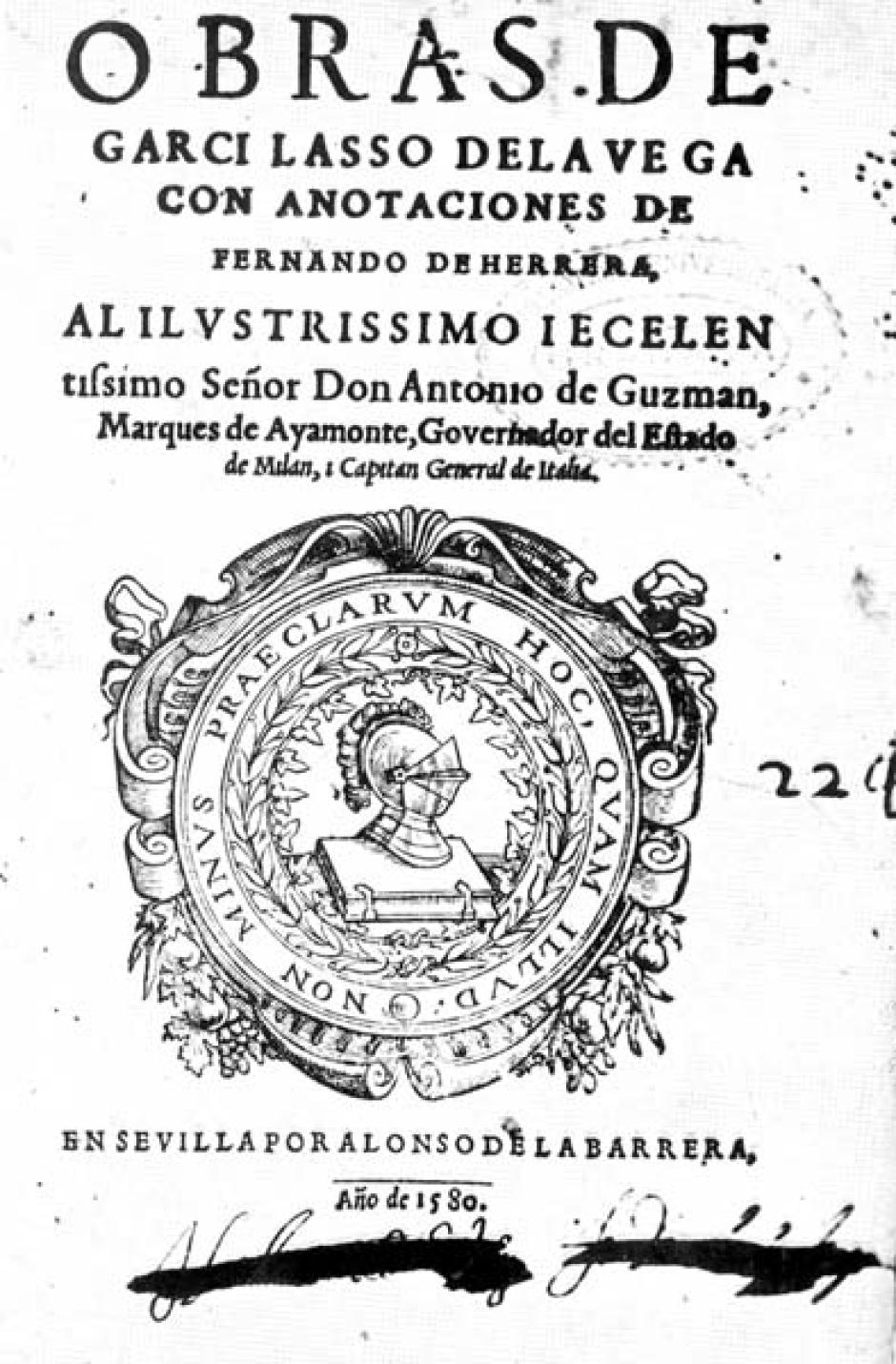 Portada de las obras de Garcilaso de la Vega