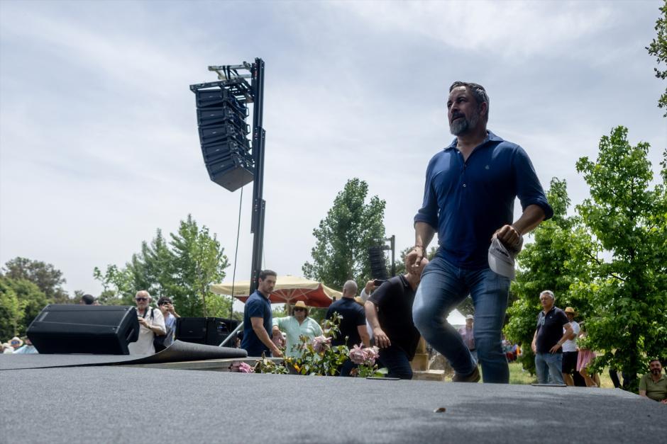 El presidente de Vox, Santiago Abascal, este domingo