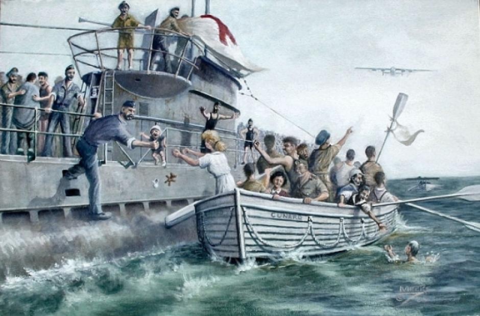 Rescate del Laconia. Obra de John Meeks