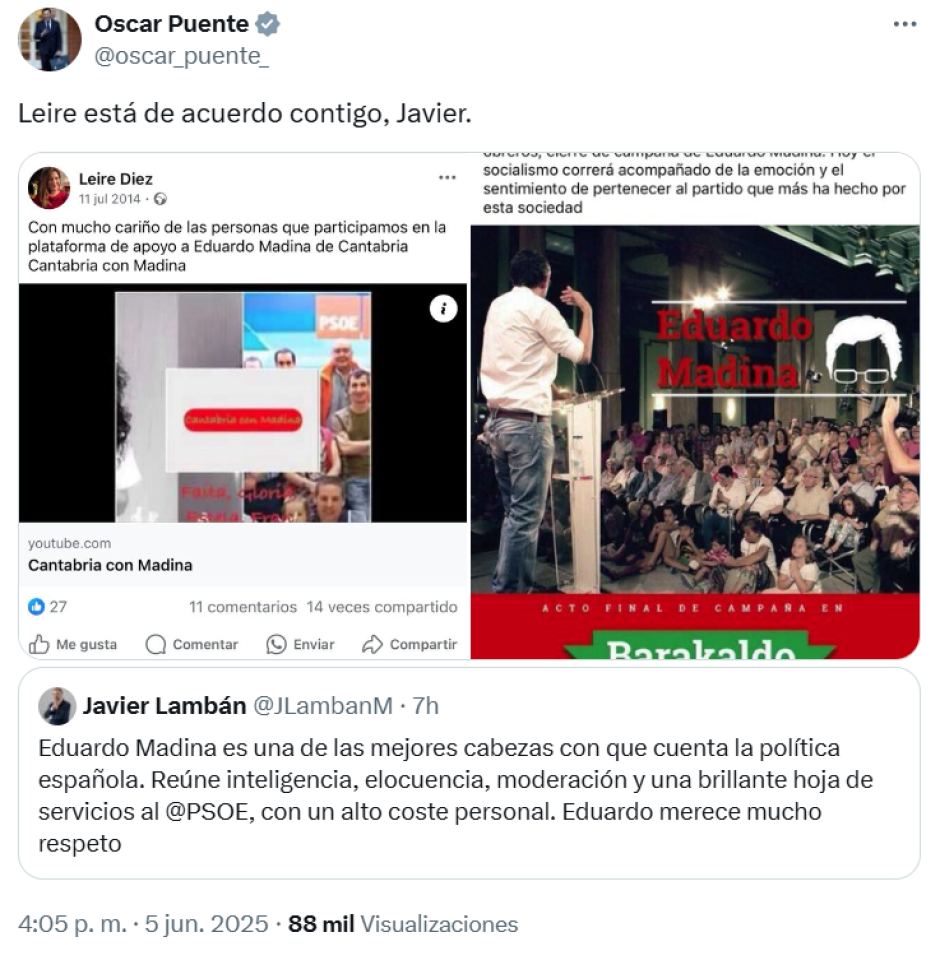 Respuesta de Puente al mensaje crítico de Lambán