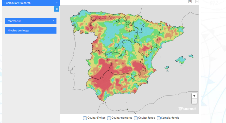 Avisos por incendios para este próximo martes