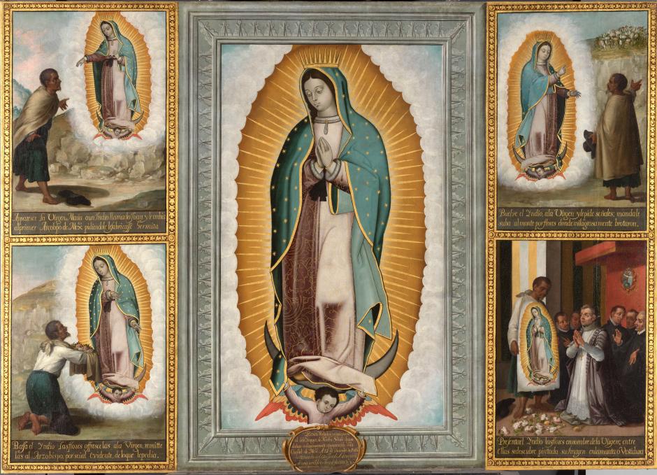 Lienzo que representa las apariciones de la Virgen de Guadalupe