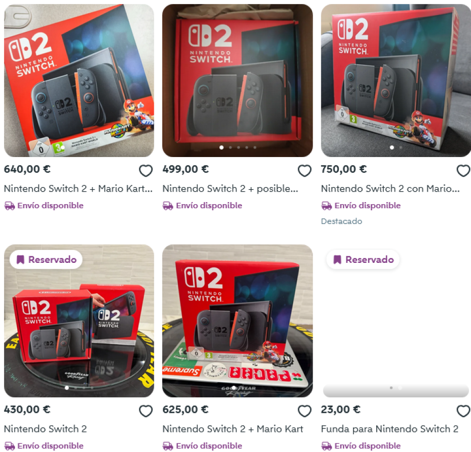 Anuncios Nintendo Switch 2 en Wallapop