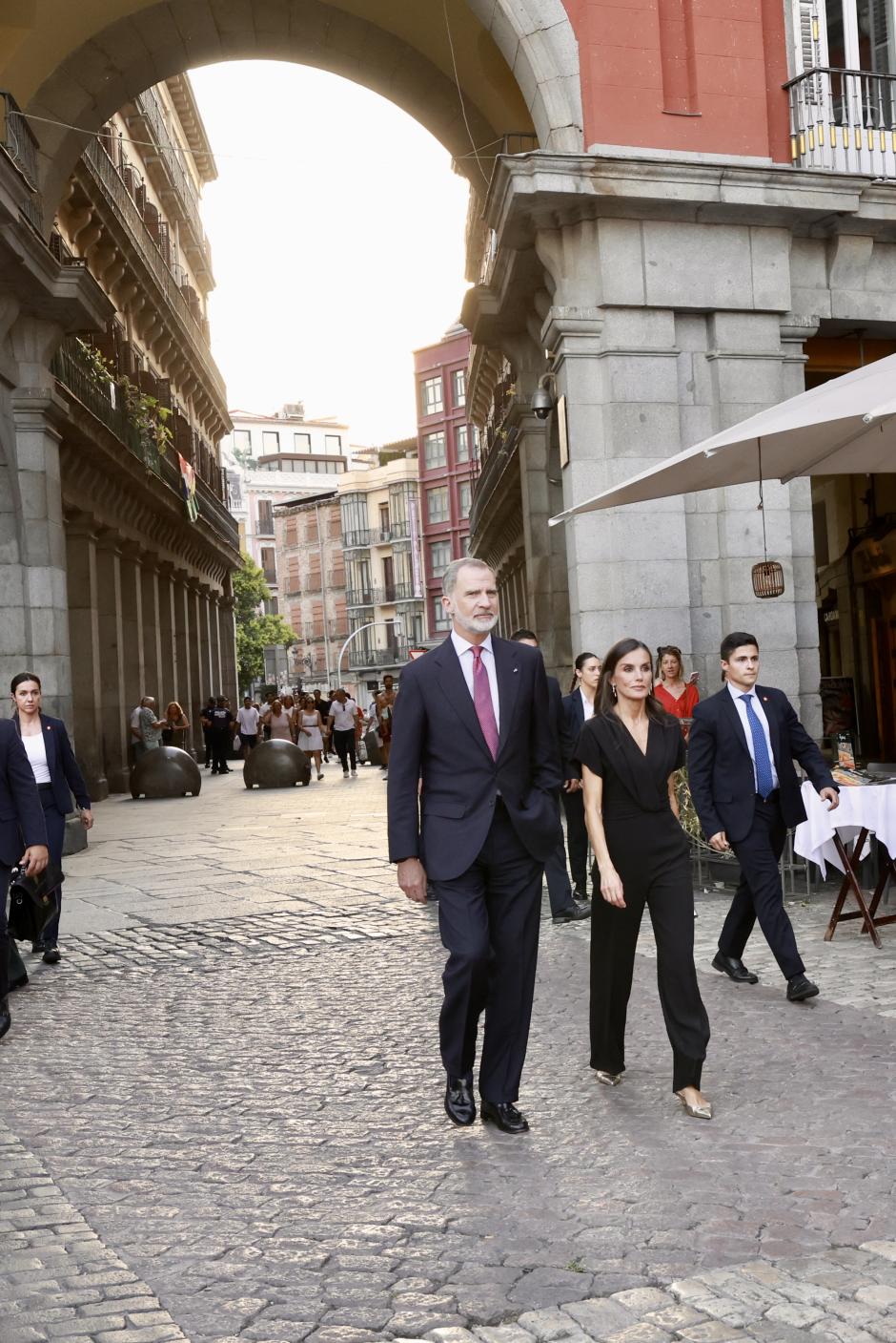 Los Reyes, a su llegada a la Plaza Mayor de Madrid