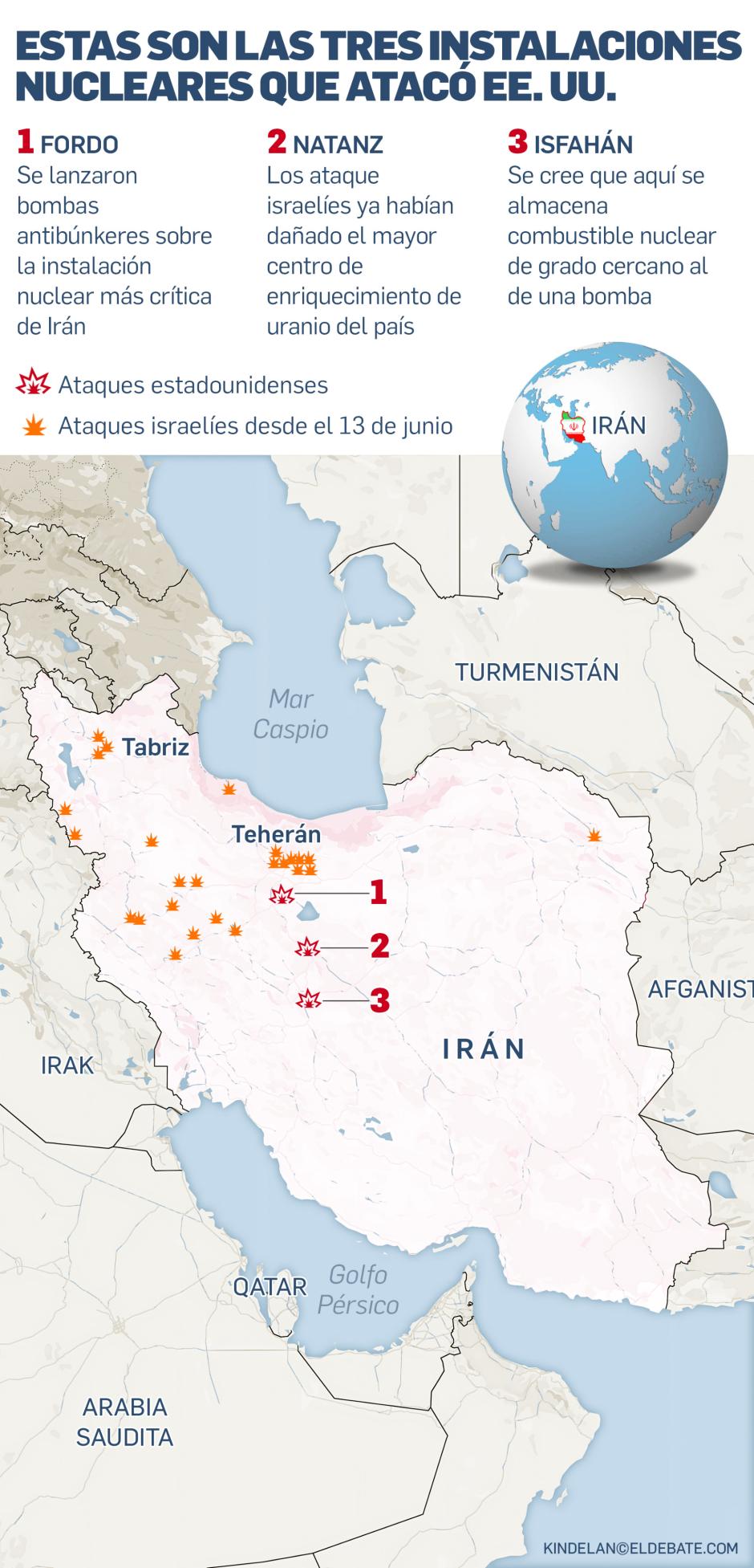 Infografía del ataque de Estados Unidos contra las instalaciones nucleares de Irán