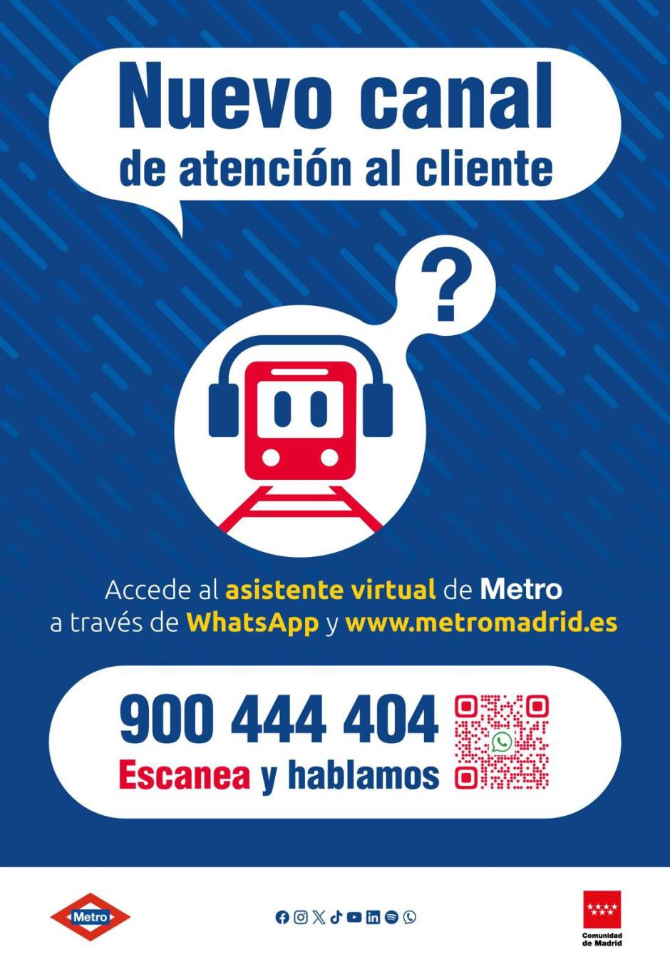 Nuevo canal de Whatsapp de Metro de Madrid