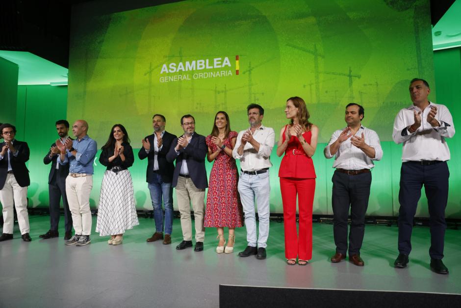 Los portavoces de Vox, al finalizar el acto público en Madrid