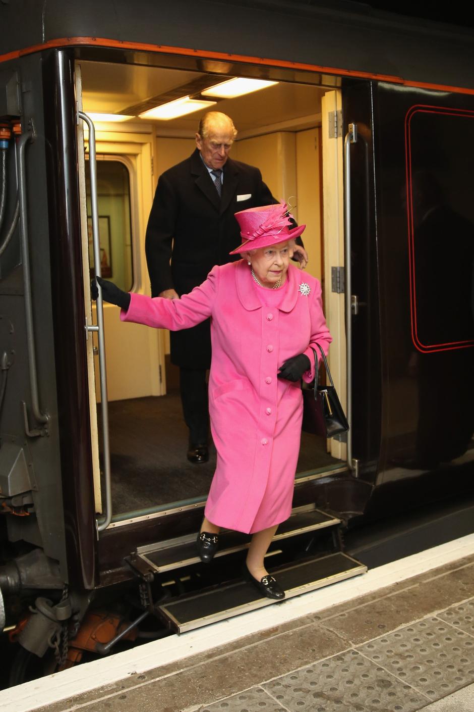 Queen Elizabeth II and the Duke of Edinburgh arrive at Birmingham New Street Station, by the Royal Train, to officially open the refurbished rail station.