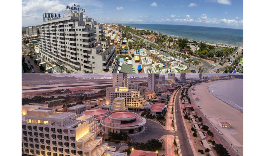 Comparativa del antiguo complejo de Marina d'Or, en Castellón, con Wonsan Kalma en Corea del Norte