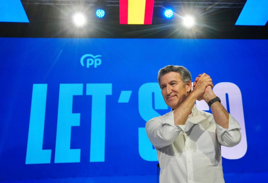 Alberto Núñez Feijóo, tras su discurso de este sábado