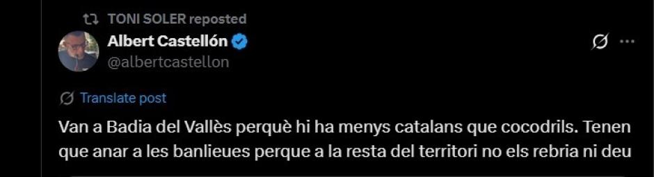 Imagen de la publicación, posteriormente eliminada