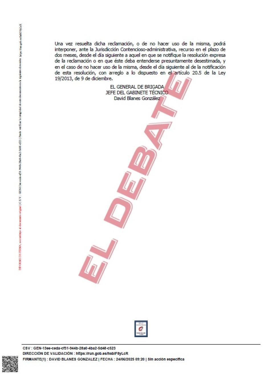 Resolución del Ministerio del Interior (105232) del 24 de junio