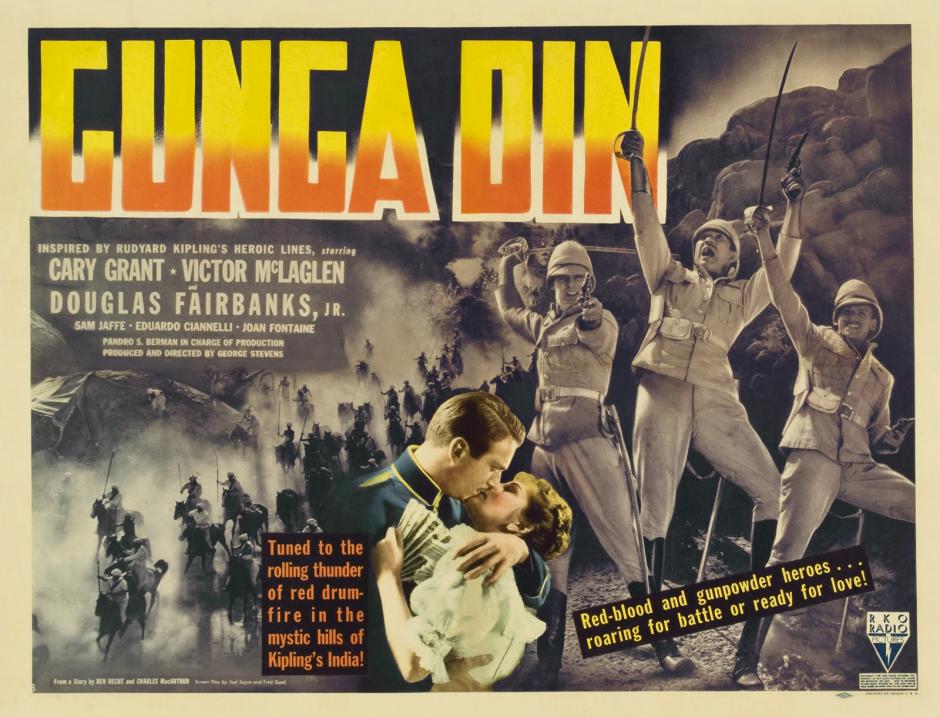 Gunga Din, película estadounidense de 1939 producida y dirigida por George Stevens y con Cary Grant, Douglas Fairbanks Jr., Victor McLaglen y Sam Jaffe.