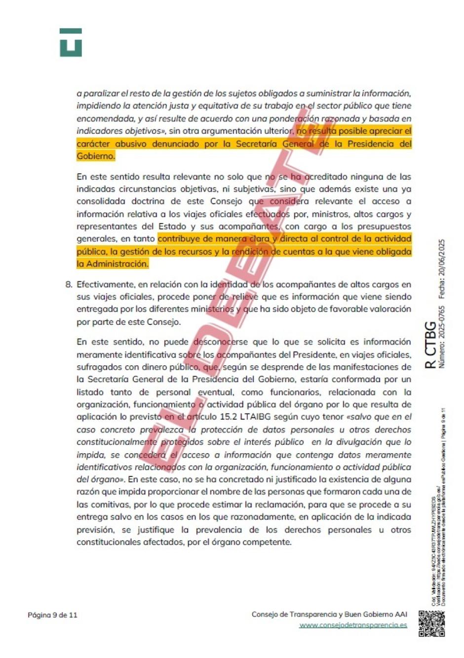Resolución 2025-0765 del CTBG del 20 de junio