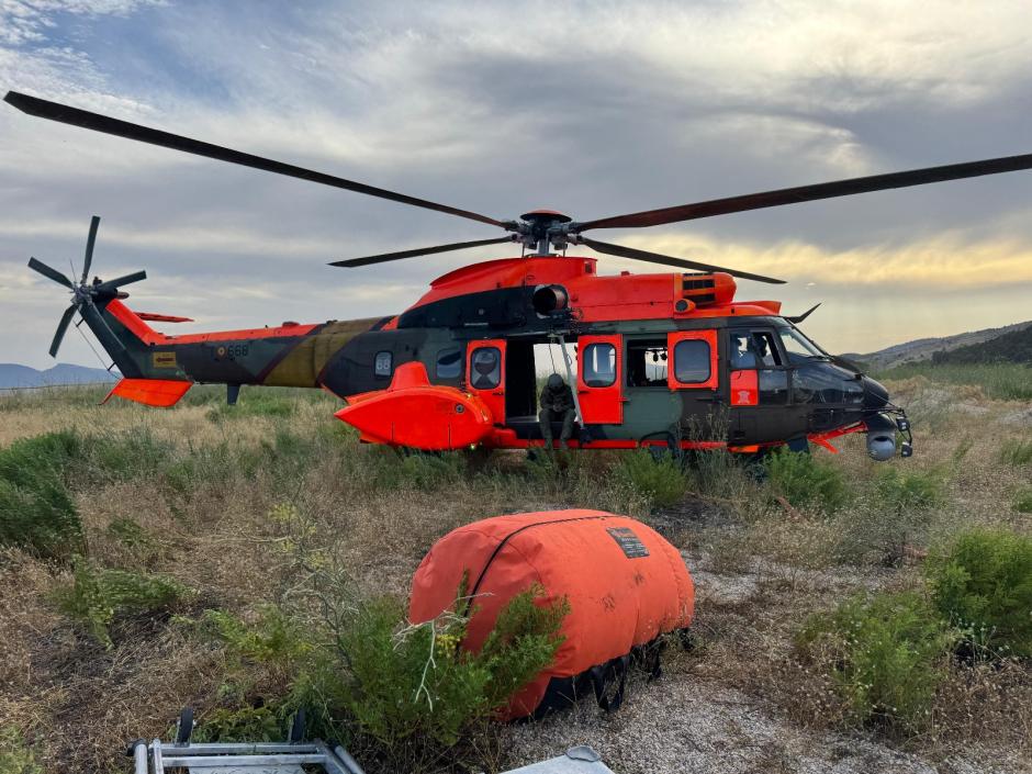 Helicóptero 'Cougar' que participó en la extinción del incendio de Ibi (Alicante)