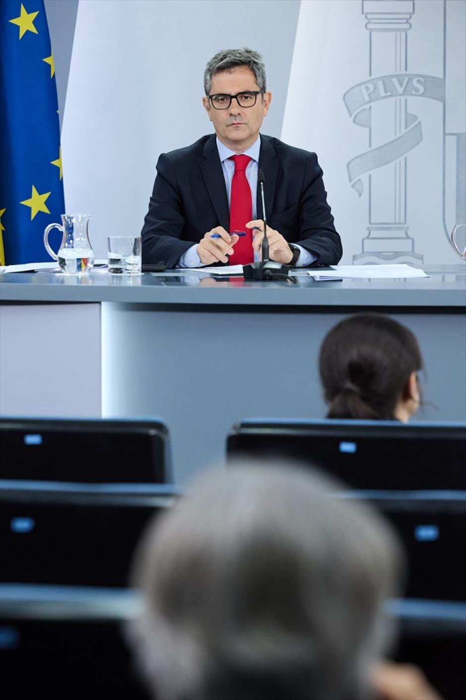 El ministro de la Presidencia, Justicia y Relaciones con las Cortes, Félix Bolaños