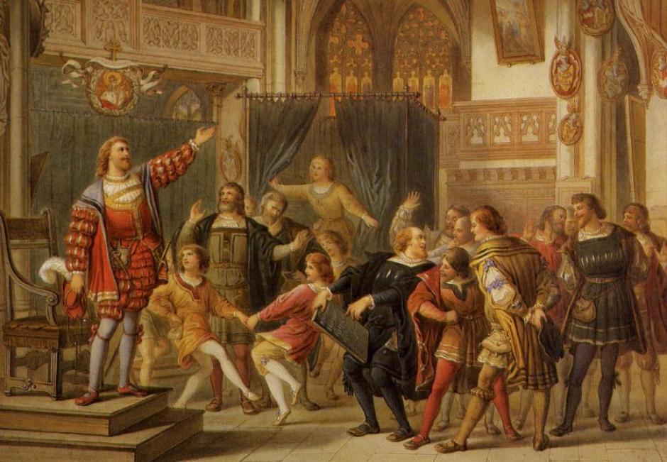 Escena de la ópera de Richard Wagner, 'Los maestros cantores de Núremberg'