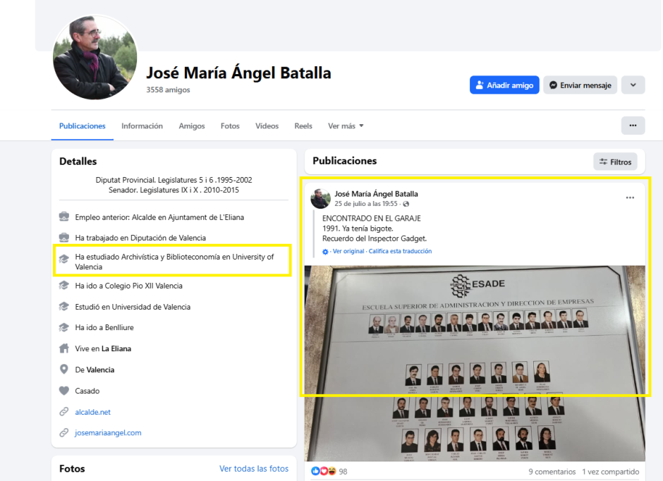 Perfil de Facebook de José María Ángel Batalla