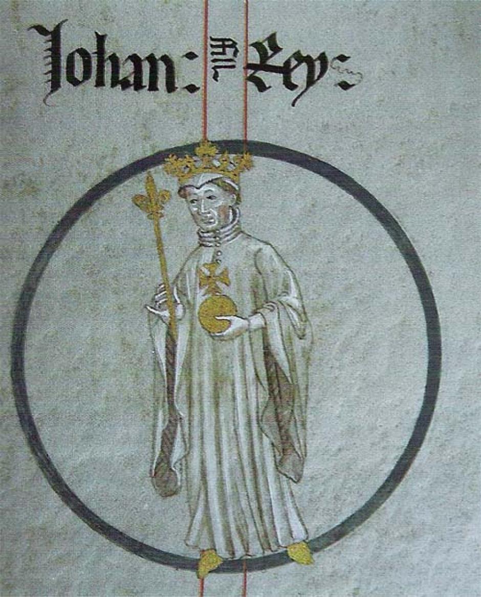 Retrato de Juan I de Aragón, en un manuscrito preservado en Poblet