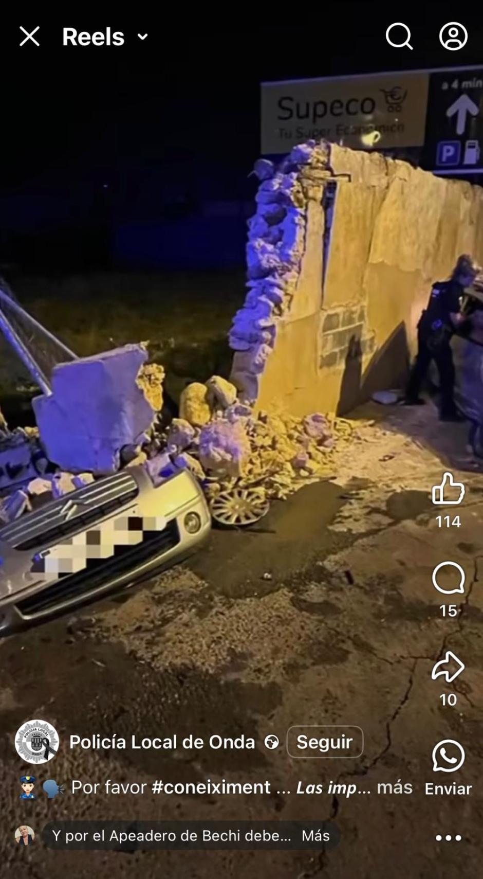 Imagen de uno de los accidentes de tráfico que aparecen en el vídeo de concienciación de la Policía Local de Onda