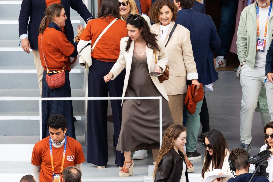 Pregnant Rafael Nadal's wife Xisca Perello at Tribute to Rafael Nadal during the 2025 French Open at Roland Garros  on May 25, 2025 in Paris, France. Photo by Nasser Berzane/ABACAPRESS.COM