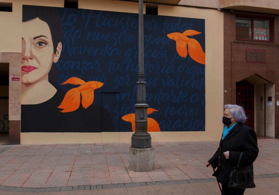 Mural en honor a Nevenka en Ponferrada que ha sido eliminado