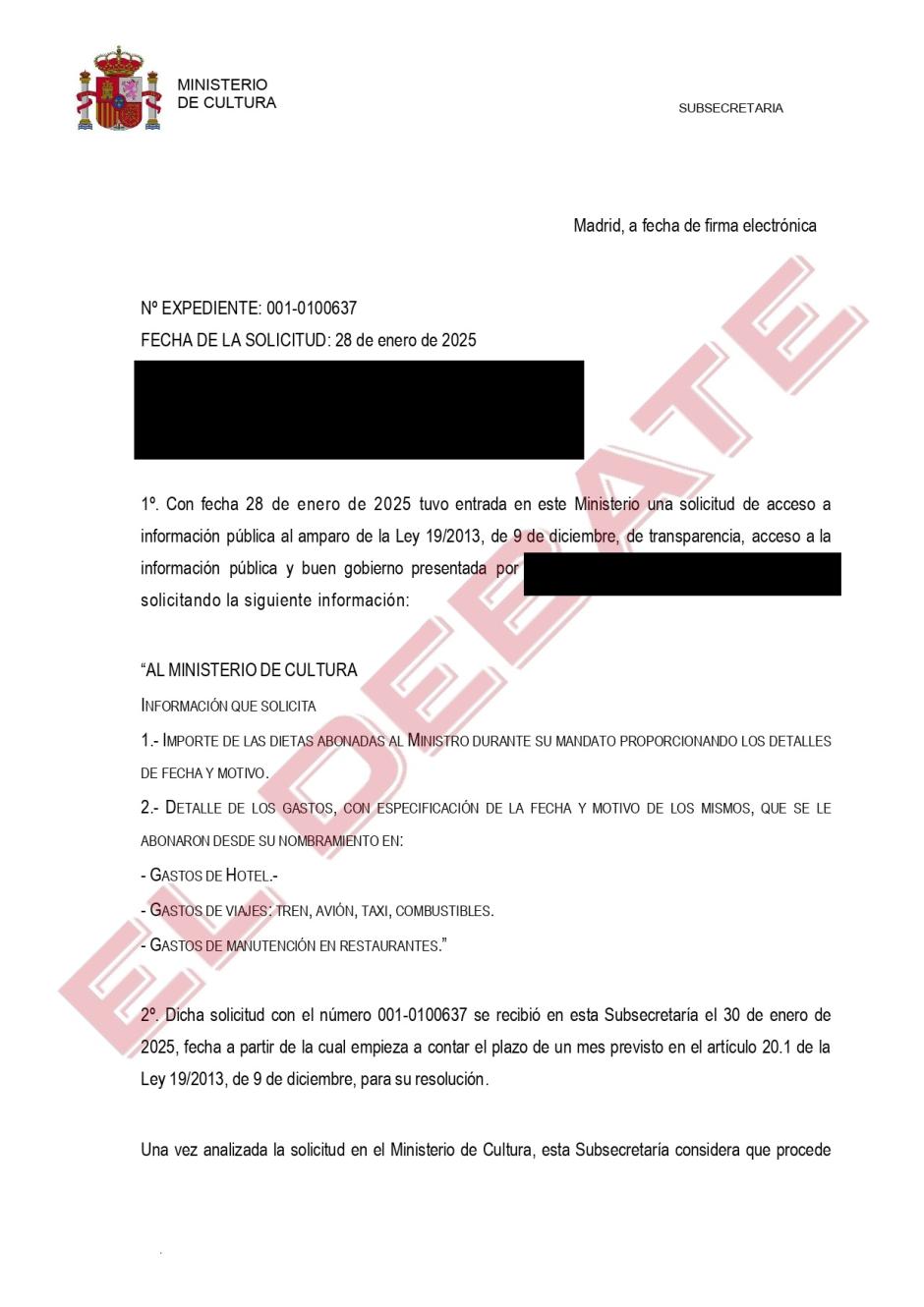 Resolución del Ministerio de Cultura del 20 de marzo de 2025