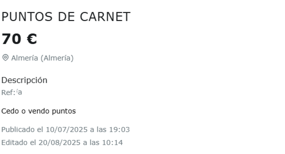 Otro anuncio reciente, en este caso a 75 euros