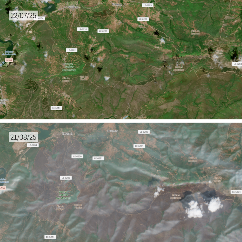 incendio las medulas antes y despues