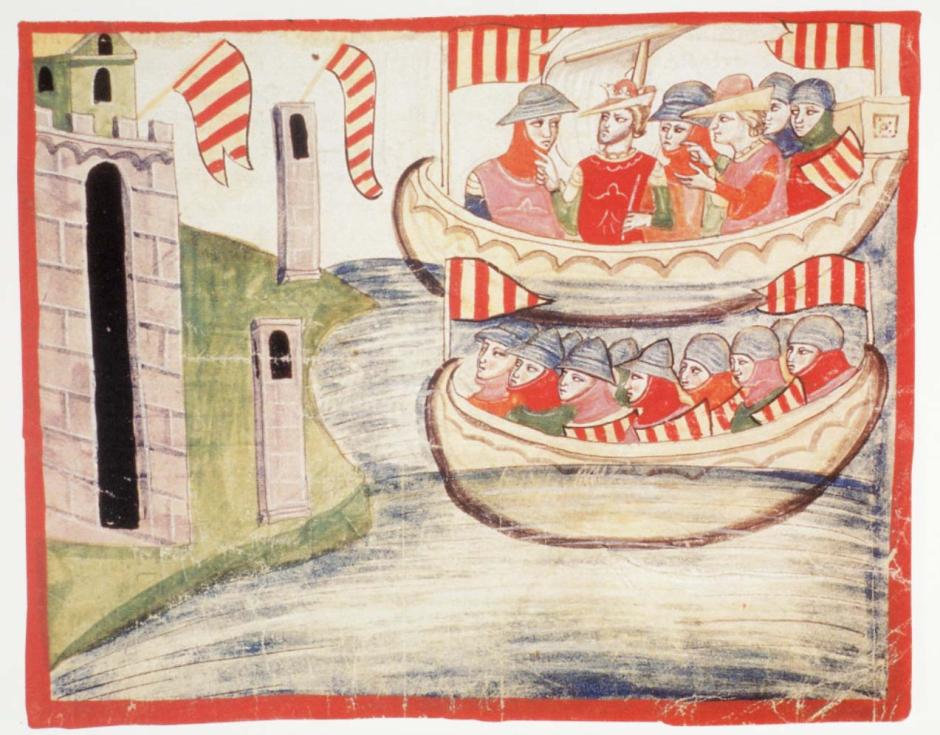 Pedro III de Aragón en Trapani (Sicilia), en 1282, durante las vísperas sicilianas