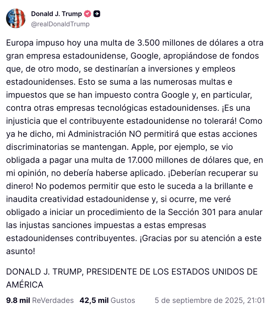 Donald Trump en Truth Social