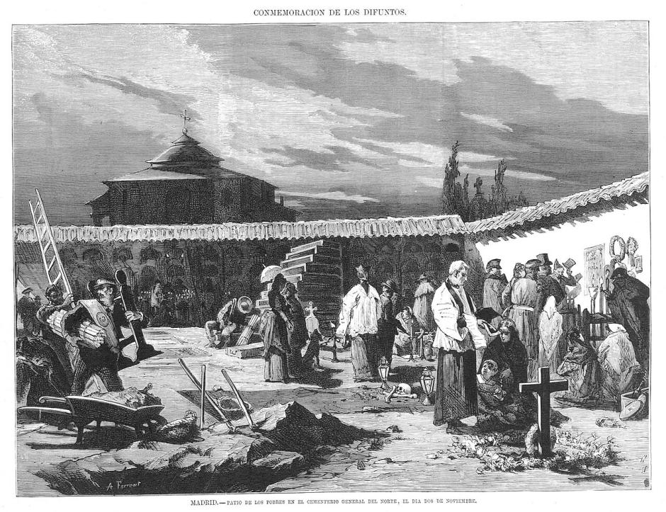 Patio de los pobres en el Cementerio General del Norte (1874)