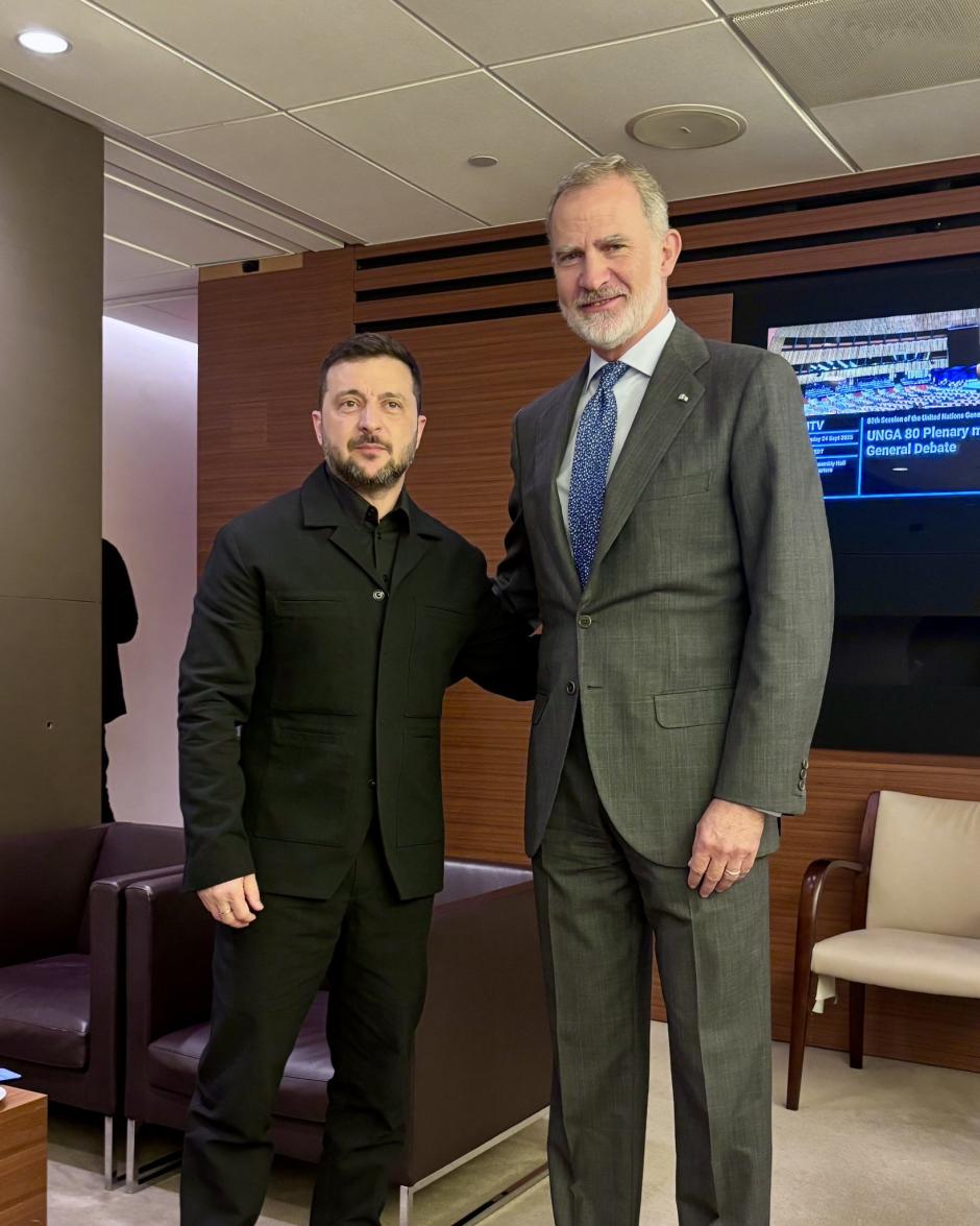 El Rey y el presidente de Ucrania, este jueves en la sede de Naciones Unidas